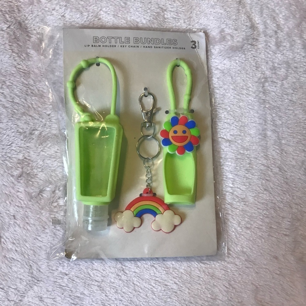 ✨✨5/$10✨✨ Rainbow Flower Lip Balm Holder Keychain Hand Sanitizer 3 Pieces Set